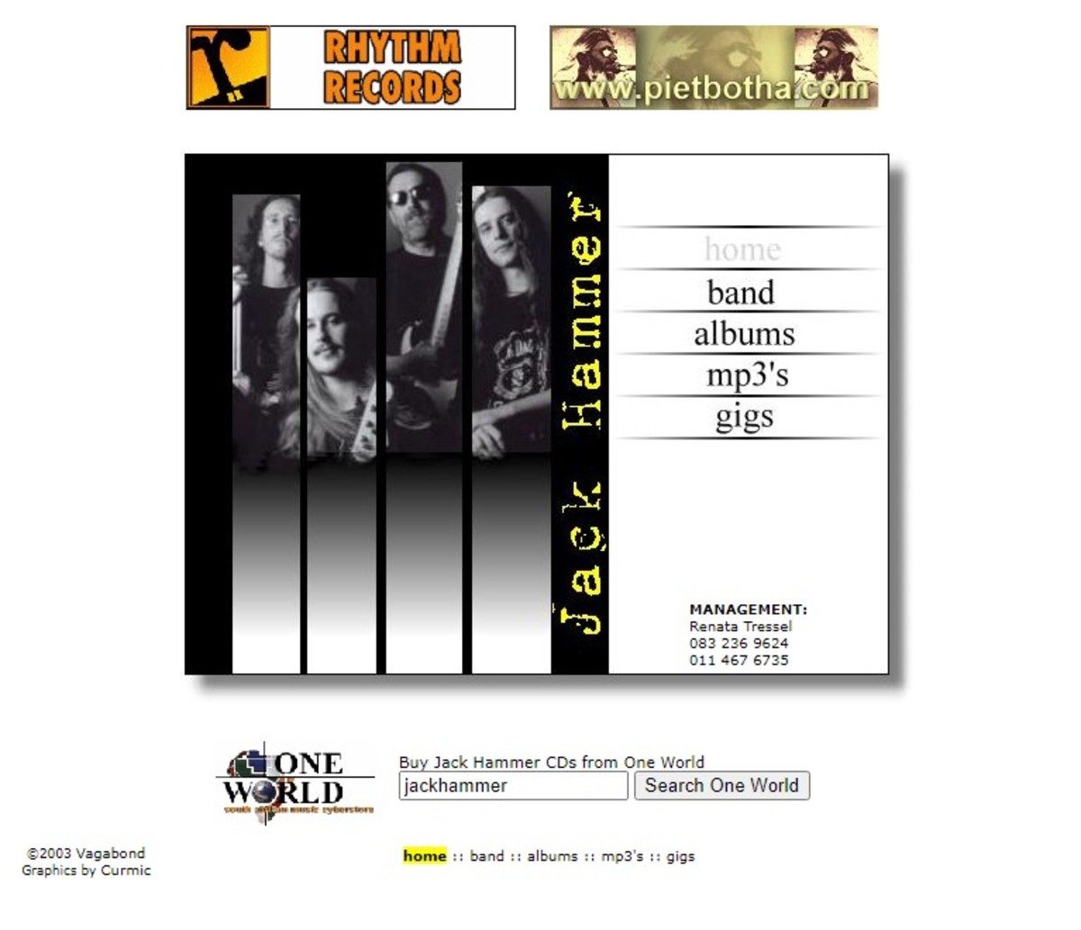Jack Hammer Website: Screenshot from 21st March 2003