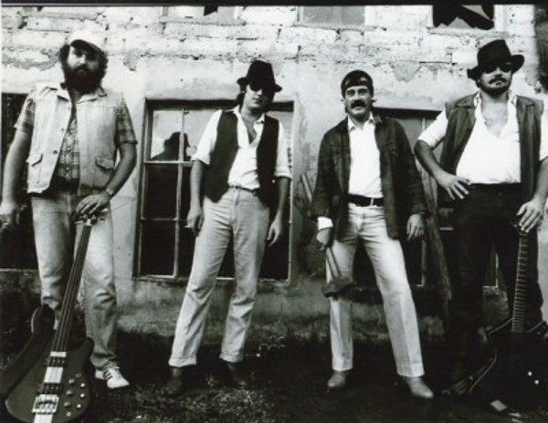Jack Hammer November 1984 (L-to-R): Eric Birkenstock, Piet Botha, Jan Maloney, Boet Faber. First rehearsals at Slowfarm